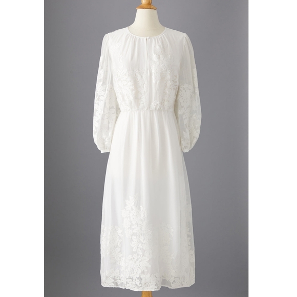 J.Peterman Dresses & Skirts - J.Peterman Crew Neck Tier white lace dress 8